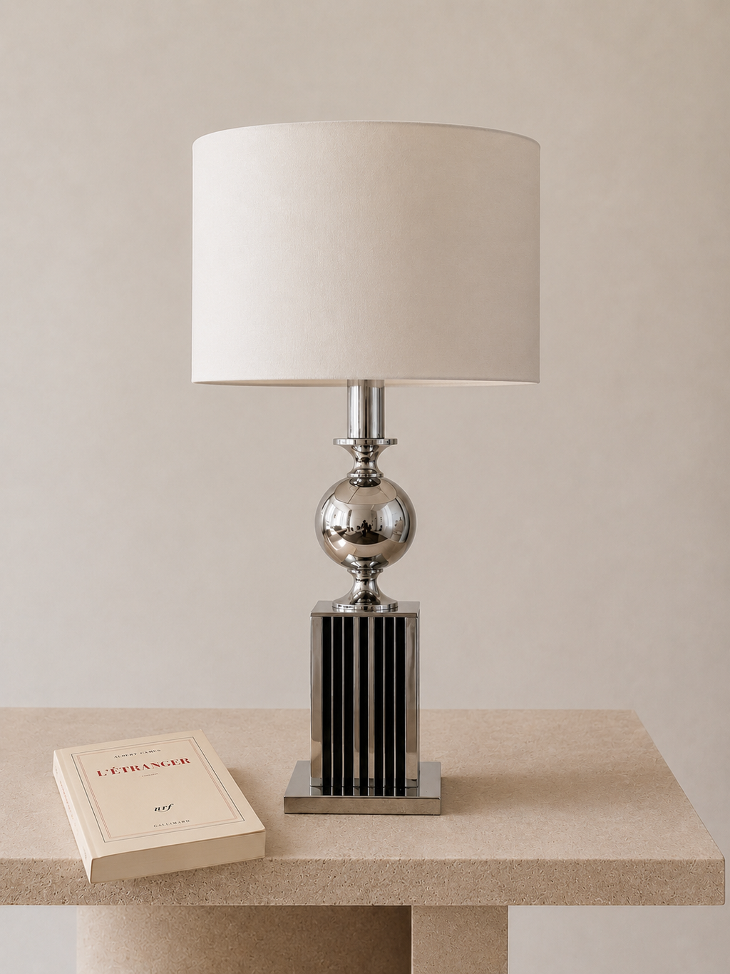 Lampe de table chromée - Maison Barbier, années 1970