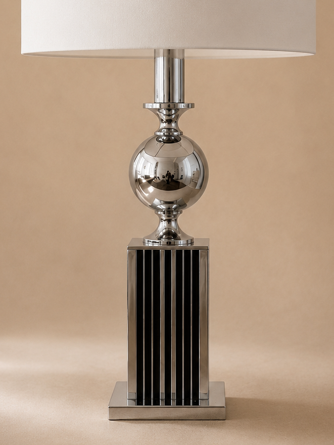 Lampe de table chromée - Maison Barbier, années 1970