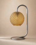 Lampe de table en chrome et verre ambré, attribuée à Rolf Krüger, années 1970