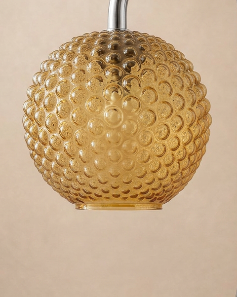 Lampe de table en chrome et verre ambré, attribuée à Rolf Krüger, années 1970