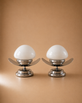Paire de lampes Space Age en chrome et verre opalin, années 1970
