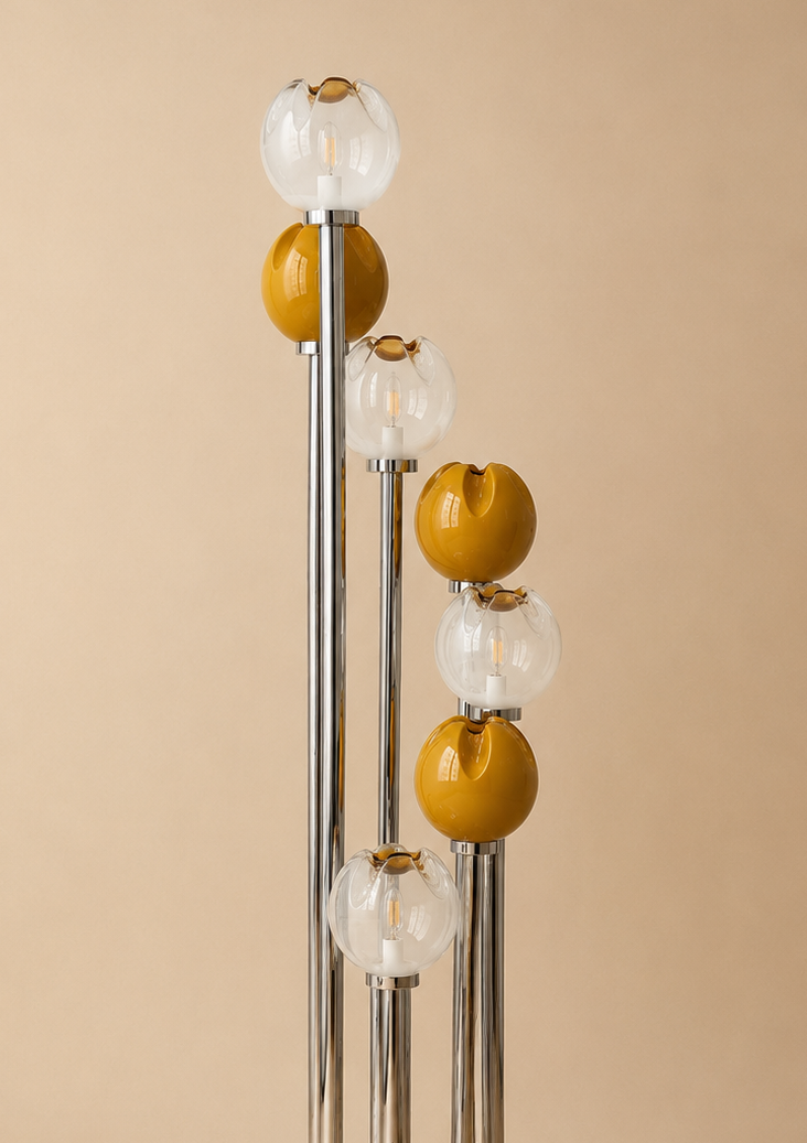 Lampadaire à 7 globes en verre de Murano, Gaetano Sciolari, années 1970