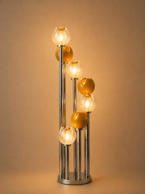 Lampadaire à 7 globes en verre de Murano, Gaetano Sciolari, années 1970